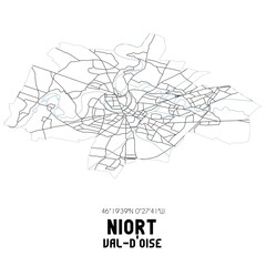 NIORT Val-d'Oise. Minimalistic street map with black and white lines.
