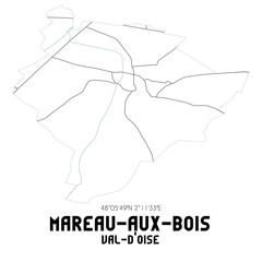 MAREAU-AUX-BOIS Val-d'Oise. Minimalistic street map with black and white lines.