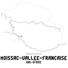 MOISSAC-VALLEE-FRANCAISE Val-d'Oise. Minimalistic street map with black and white lines.