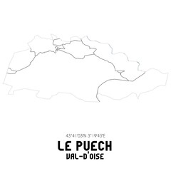 Obraz premium LE PUECH Val-d'Oise. Minimalistic street map with black and white lines.