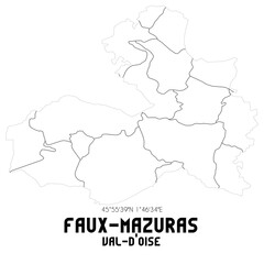 FAUX-MAZURAS Val-d'Oise. Minimalistic street map with black and white lines.