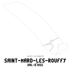 SAINT-MARD-LES-ROUFFY Val-d'Oise. Minimalistic street map with black and white lines.