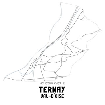 TERNAY Val-d'Oise. Minimalistic street map with black and white lines.