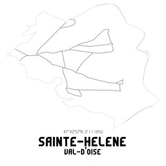 SAINTE-HELENE Val-d'Oise. Minimalistic street map with black and white lines.