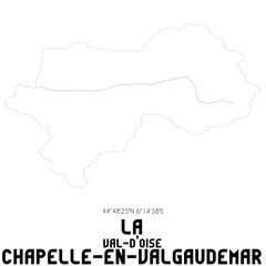 Fototapeta premium LA CHAPELLE-EN-VALGAUDEMAR Val-d'Oise. Minimalistic street map with black and white lines.