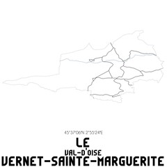 LE VERNET-SAINTE-MARGUERITE Val-d'Oise. Minimalistic street map with black and white lines.