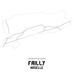 FAILLY Moselle. Minimalistic street map with black and white lines.