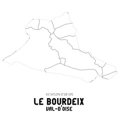 LE BOURDEIX Val-d'Oise. Minimalistic street map with black and white lines.