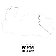 Obraz premium PORTA Val-d'Oise. Minimalistic street map with black and white lines.