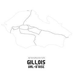 GILLOIS Val-d'Oise. Minimalistic street map with black and white lines.
