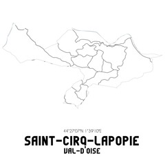 SAINT-CIRQ-LAPOPIE Val-d'Oise. Minimalistic street map with black and white lines.