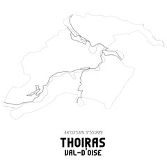 Obraz premium THOIRAS Val-d'Oise. Minimalistic street map with black and white lines.