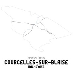COURCELLES-SUR-BLAISE Val-d'Oise. Minimalistic street map with black and white lines.