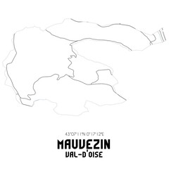 MAUVEZIN Val-d'Oise. Minimalistic street map with black and white lines.
