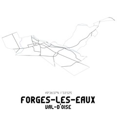 FORGES-LES-EAUX Val-d'Oise. Minimalistic street map with black and white lines.
