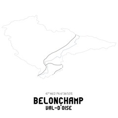 BELONCHAMP Val-d'Oise. Minimalistic street map with black and white lines.