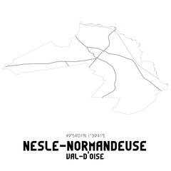 NESLE-NORMANDEUSE Val-d'Oise. Minimalistic street map with black and white lines.