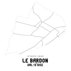LE BARDON Val-d'Oise. Minimalistic street map with black and white lines.