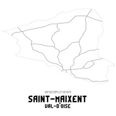 SAINT-MAIXENT Val-d'Oise. Minimalistic street map with black and white lines.