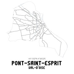 PONT-SAINT-ESPRIT Val-d'Oise. Minimalistic street map with black and white lines.