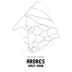 ARDRES Haut-Rhin. Minimalistic street map with black and white lines.