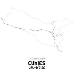 CUMIES Val-d'Oise. Minimalistic street map with black and white lines.