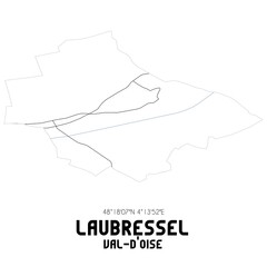 LAUBRESSEL Val-d'Oise. Minimalistic street map with black and white lines.