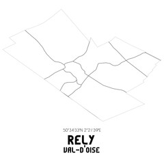 RELY Val-d'Oise. Minimalistic street map with black and white lines.