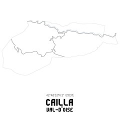 CAILLA Val-d'Oise. Minimalistic street map with black and white lines.