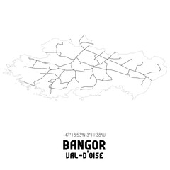 BANGOR Val-d'Oise. Minimalistic street map with black and white lines.