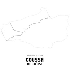 Obraz premium COUSSA Val-d'Oise. Minimalistic street map with black and white lines.