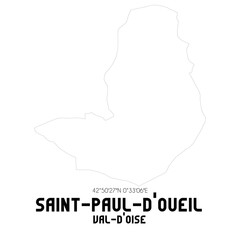 SAINT-PAUL-D'OUEIL Val-d'Oise. Minimalistic street map with black and white lines.