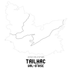 TAILHAC Val-d'Oise. Minimalistic street map with black and white lines.