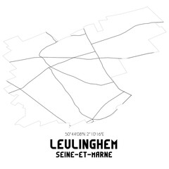LEULINGHEM Seine-et-Marne. Minimalistic street map with black and white lines.