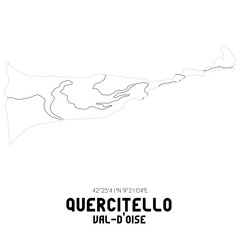 QUERCITELLO Val-d'Oise. Minimalistic street map with black and white lines.