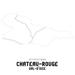 CHATEAU-ROUGE Val-d'Oise. Minimalistic street map with black and white lines.
