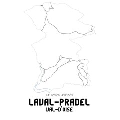 LAVAL-PRADEL Val-d'Oise. Minimalistic street map with black and white lines.