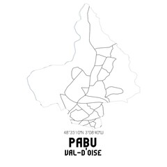 PABU Val-d'Oise. Minimalistic street map with black and white lines.
