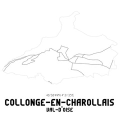 COLLONGE-EN-CHAROLLAIS Val-d'Oise. Minimalistic street map with black and white lines.