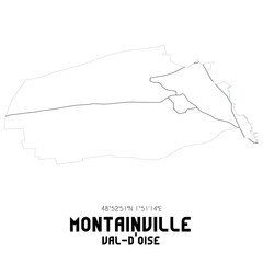 MONTAINVILLE Val-d'Oise. Minimalistic street map with black and white lines.