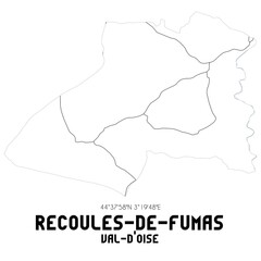 RECOULES-DE-FUMAS Val-d'Oise. Minimalistic street map with black and white lines.