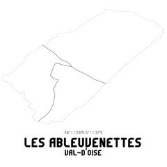 LES ABLEUVENETTES Val-d'Oise. Minimalistic street map with black and white lines.