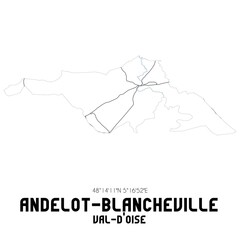 ANDELOT-BLANCHEVILLE Val-d'Oise. Minimalistic street map with black and white lines.
