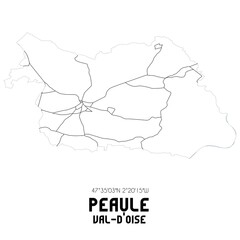 PEAULE Val-d'Oise. Minimalistic street map with black and white lines.