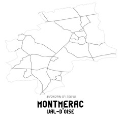 Obraz premium MONTMERAC Val-d'Oise. Minimalistic street map with black and white lines.