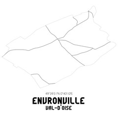 ENVRONVILLE Val-d'Oise. Minimalistic street map with black and white lines.