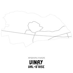 VINAY Val-d'Oise. Minimalistic street map with black and white lines.