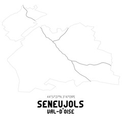 SENEUJOLS Val-d'Oise. Minimalistic street map with black and white lines.