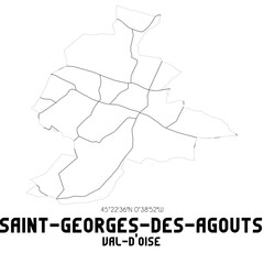 SAINT-GEORGES-DES-AGOUTS Val-d'Oise. Minimalistic street map with black and white lines.