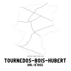 TOURNEDOS-BOIS-HUBERT Val-d'Oise. Minimalistic street map with black and white lines.